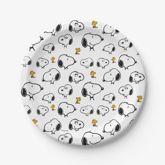 Snoopy & Woodstock Pattern Paper Plate