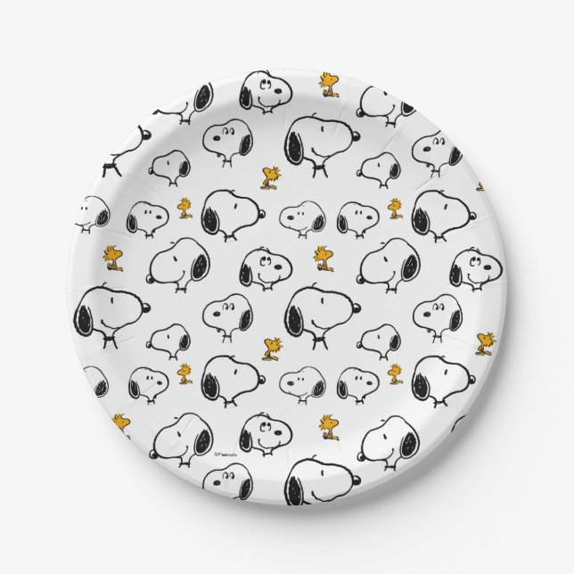 Snoopy & Woodstock Pattern Paper Plates (Front)