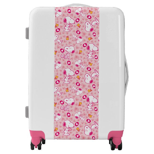 Snoopy & Woodstock Pink Hearts Pattern Luggage (Front)