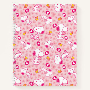 Snoopy & Woodstock Pink Hearts Pattern Notebook