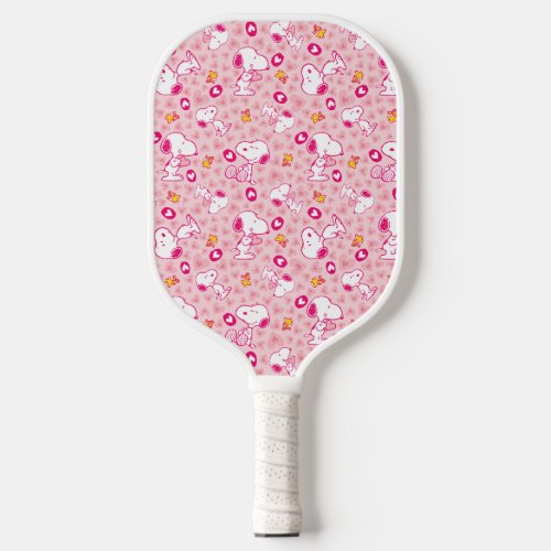 Snoopy  Woodstock Pink Hearts Pattern Pickleball Paddle