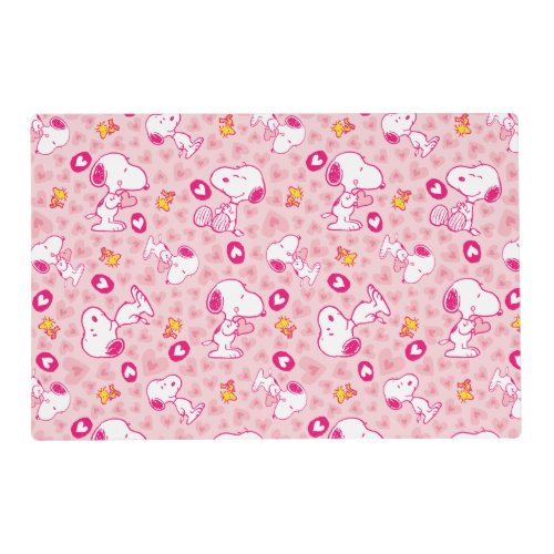 Snoopy  Woodstock Pink Hearts Pattern Placemat