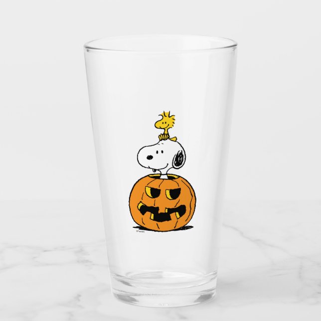 Snoopy & Woodstock Pumpkin Glass (Front)