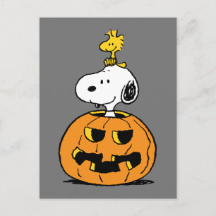 Snoopy & Woodstock Pumpkin Postcard
