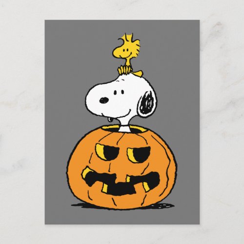 Snoopy  Woodstock Pumpkin Postcard