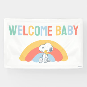Snoopy & Woodstock Rainbow Baby Shower Banner