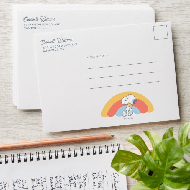 Snoopy & Woodstock Rainbow Baby Shower Envelope (Stacked)