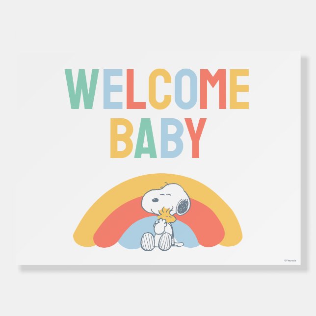 Snoopy & Woodstock Rainbow Baby Shower Foam Board (Front)