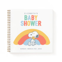 Snoopy & Woodstock Rainbow Baby Shower Guest List Notebook