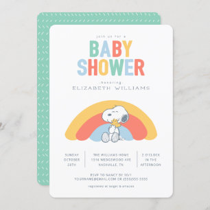 Snoopy & Woodstock Rainbow Baby Shower Invitation