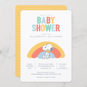 Snoopy & Woodstock Rainbow Baby Shower Invitation