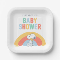 Snoopy & Woodstock Rainbow Baby Shower Paper Plate
