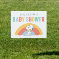 Snoopy & Woodstock Rainbow Baby Shower Sign