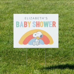 Snoopy & Woodstock Rainbow Baby Shower Sign