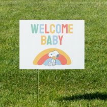 Snoopy & Woodstock Rainbow Baby Shower Sign