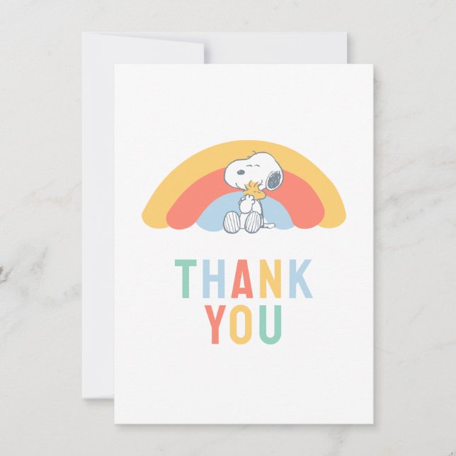 Snoopy & Woodstock Rainbow Baby Shower Thank You C (Front)