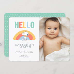 Snoopy & Woodstock Rainbow Birth Announcement