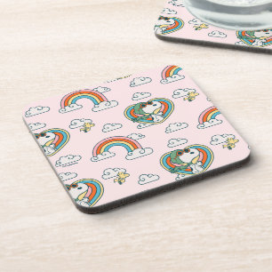 Snoopy & Woodstock Rainbow Heart Pattern Beverage Coaster