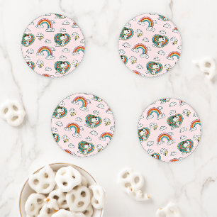 Snoopy & Woodstock Rainbow Heart Pattern Coaster Set