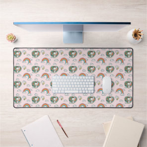 Snoopy & Woodstock Rainbow Heart Pattern Desk Mat