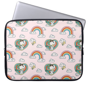 Snoopy & Woodstock Rainbow Heart Pattern Laptop Sleeve