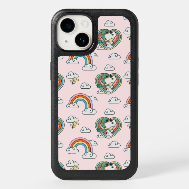 Snoopy & Woodstock Rainbow Heart Pattern Otterbox iPhone Case (Back)