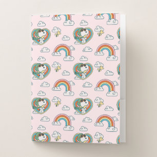 Snoopy & Woodstock Rainbow Heart Pattern Pocket Folder