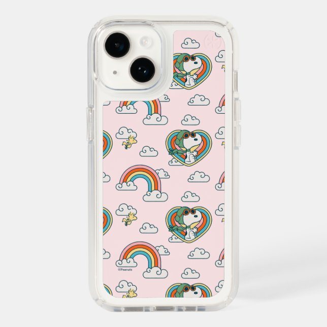 Snoopy & Woodstock Rainbow Heart Pattern Speck iPhone Case (Front)