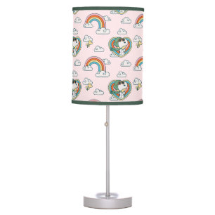 Snoopy & Woodstock Rainbow Heart Pattern Table Lamp