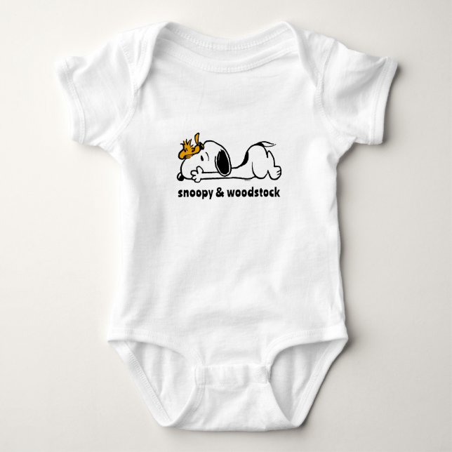 Snoopy & Woodstock | Smile Giggle Laugh Baby Bodysuit (Front)