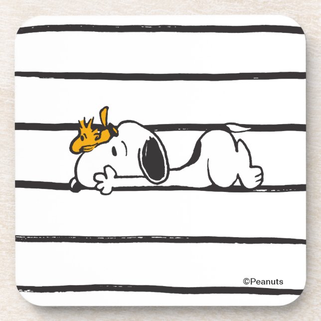 Snoopy & Woodstock | Smile Giggle Laugh Beverage Coaster (Front)