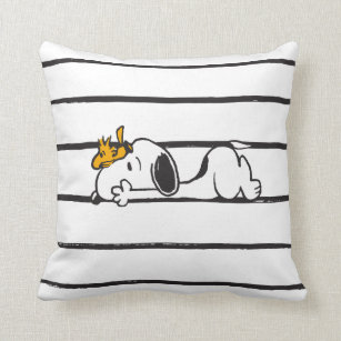 Snoopy & Woodstock   Smile Giggle Laugh Throw Pillow