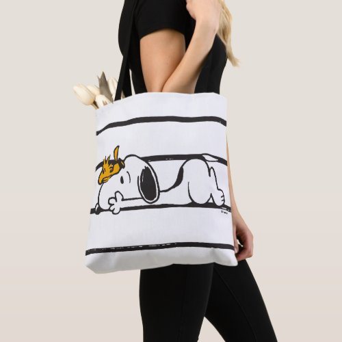 Snoopy  Woodstock  Smile Giggle Laugh Tote Bag