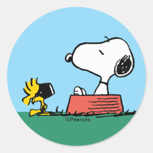 Snoopy & Woodstock Summer Swimming Classic Round Sticker