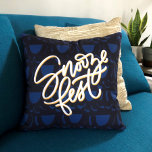 Snooze Fest Throw Pillow<br><div class="desc">What a snooze fest! This fun design features a background pattern of eyelids in dark blues with the wording “snooze fest”. Hand lettered and illustrated.</div>