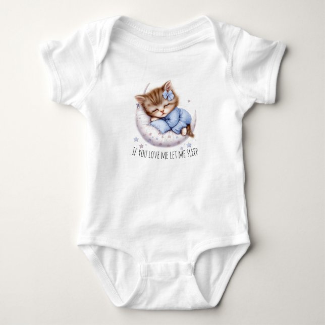 Snooze, Not Sorry — Kitten Logic in Action Baby Bodysuit (Front)