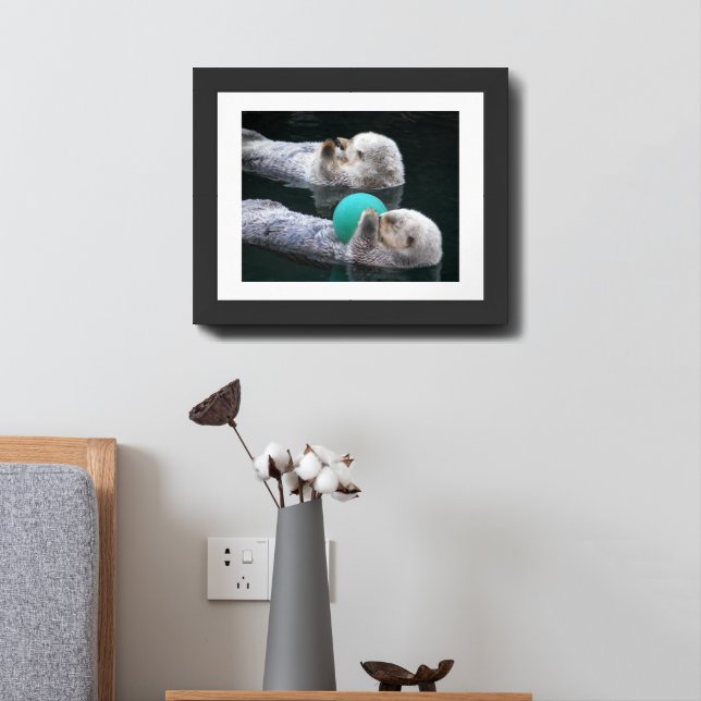 Snoozing Sea Otters Photographic Framed Art (Bedside)