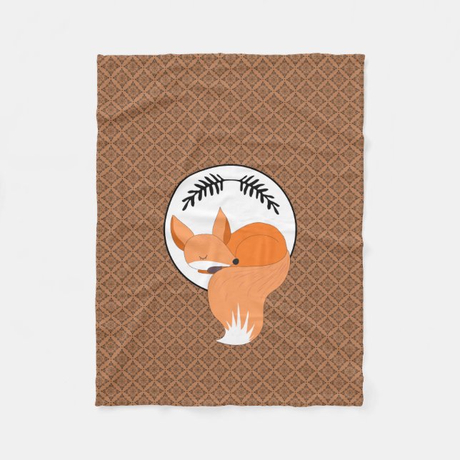 Snoozing Woodland Fox Cozy Fleece Blanket (Front)