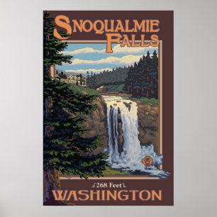 Snoqualmie Falls (Day) Washington Travel Poster