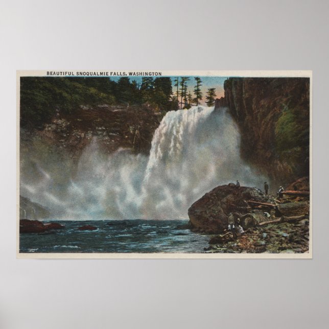 Snoqualmie Falls, WA - View of Falls at Bottom Poster (Front)