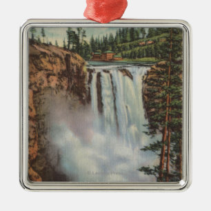 Snoqualmie Falls, WA - View of Falls at Top Metal Ornament