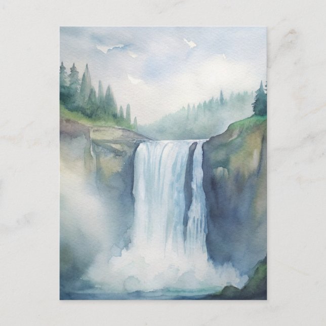 Snoqualmie Falls, WA Watercolor Painting Postcard (Front)