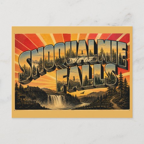 Snoqualmie Falls WA Waterfall Rainforest Art Postcard