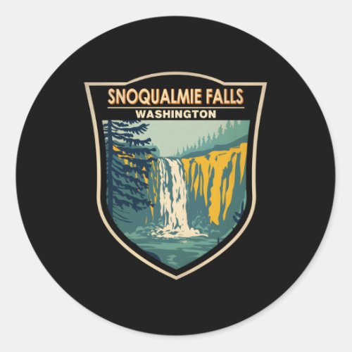 Snoqualmie Falls Washington Waterfall Badge Classic Round Sticker