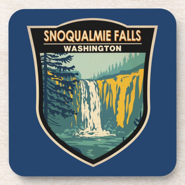 Snoqualmie Falls Washington Waterfall Vintage  Beverage Coaster (Front)