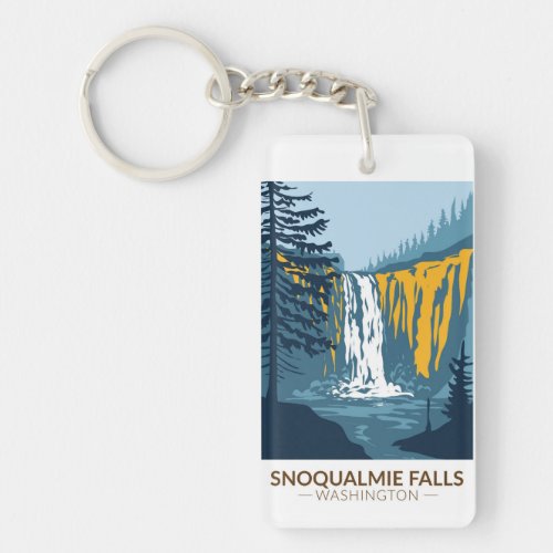 Snoqualmie Falls Washington Waterfall Vintage  Keychain