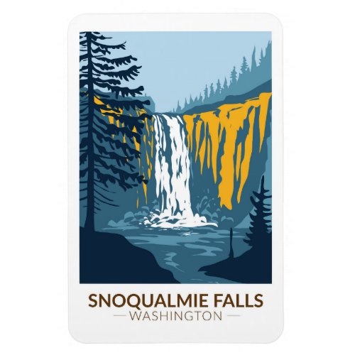 Snoqualmie Falls Washington Waterfall Vintage  Magnet