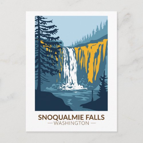 Snoqualmie Falls Washington Waterfall Vintage Postcard