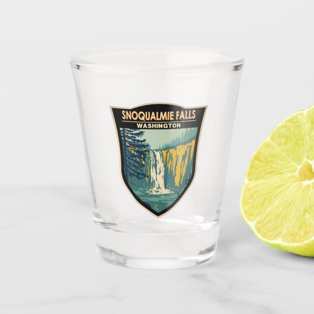 Snoqualmie Falls Washington Waterfall Vintage  Shot Glass (Front)