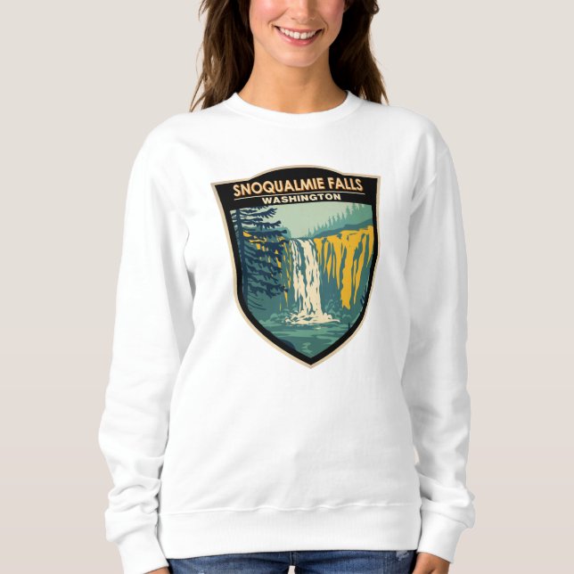 Snoqualmie Falls Washington Waterfall Vintage Sweatshirt (Front)